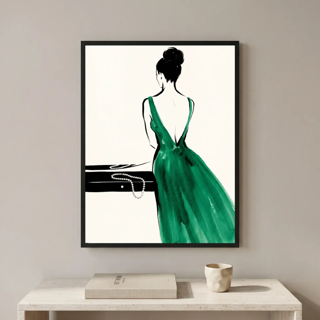 Tableau d'art Vert Émeraude encadré - Tirage d'art contemporain